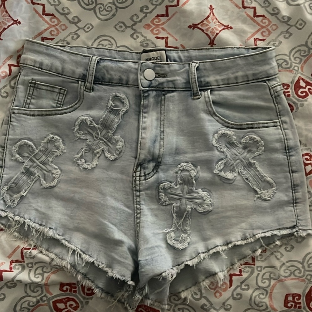 demin cross shorts